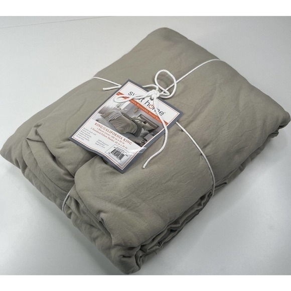 NWT Swift Home California King Reversible Duvet Cover Set Beige - Picture 2 of 4